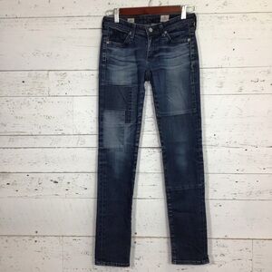 AG Adriano Goldschmied Stilt Cigarette Leg Patchwork Jeans Size 24 Regular​​​​​​